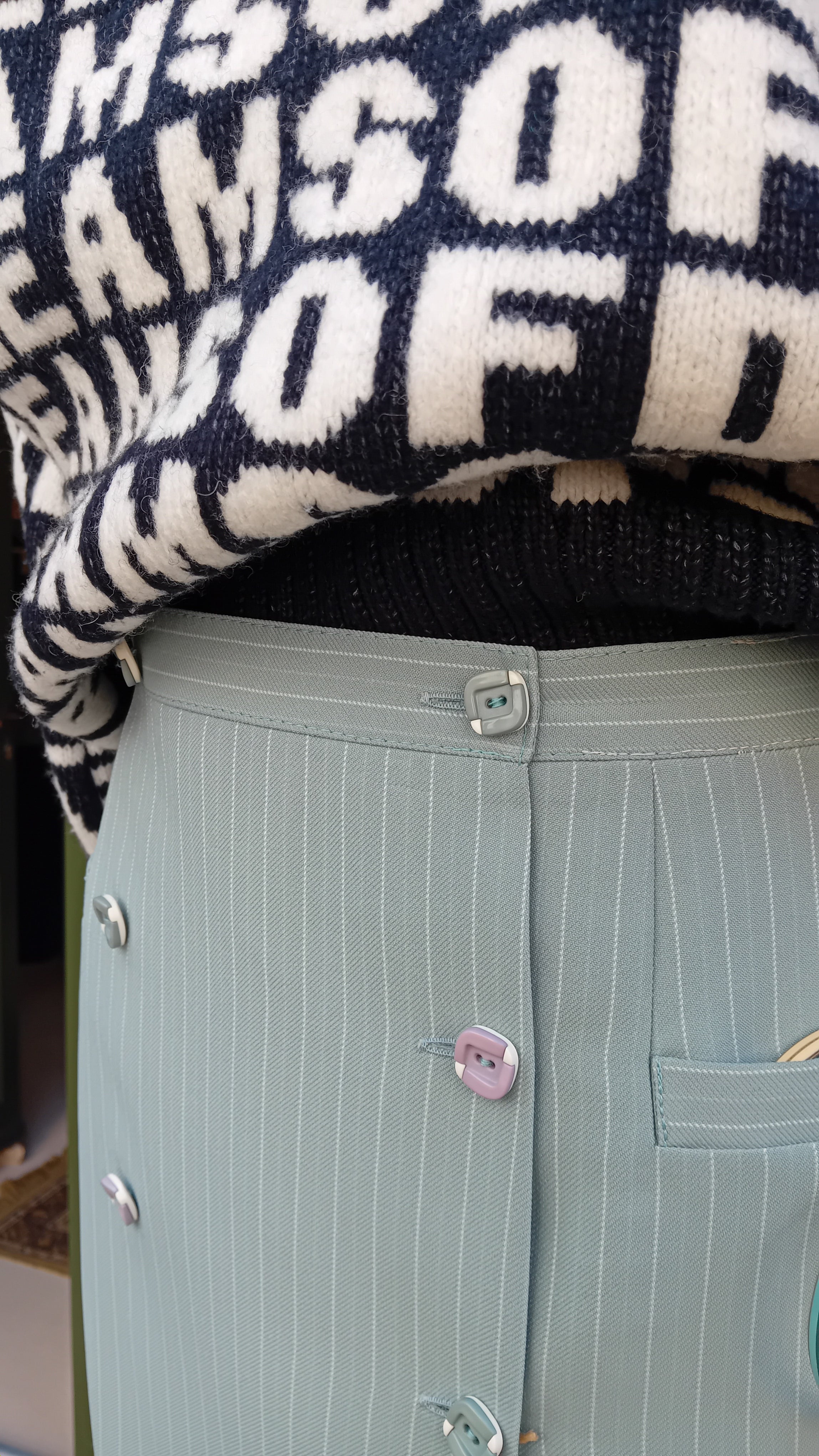 Jupe portefeuille vintage ''bleu glacier''