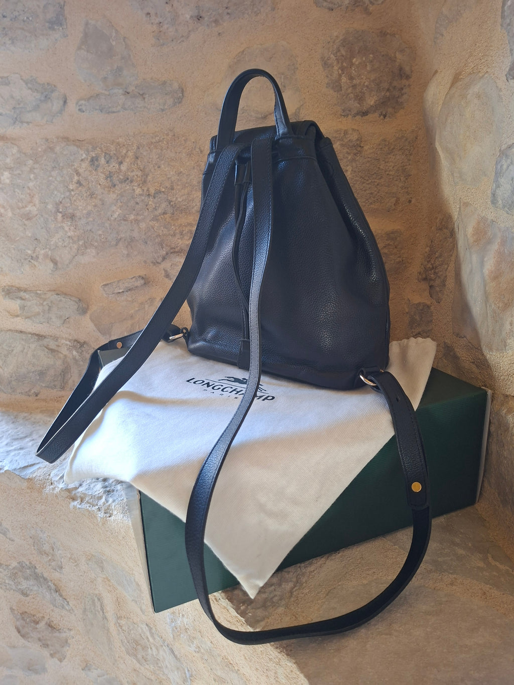 Sac à dos cuir vintage Longchamp avec boîte & dustbag