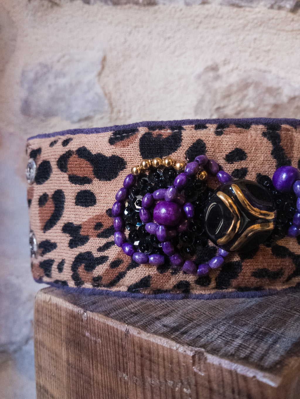 Bracelet manchette ''Purple rain Panthère''