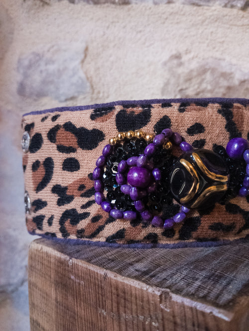 Bracelet manchette ''Purple rain Panthère''