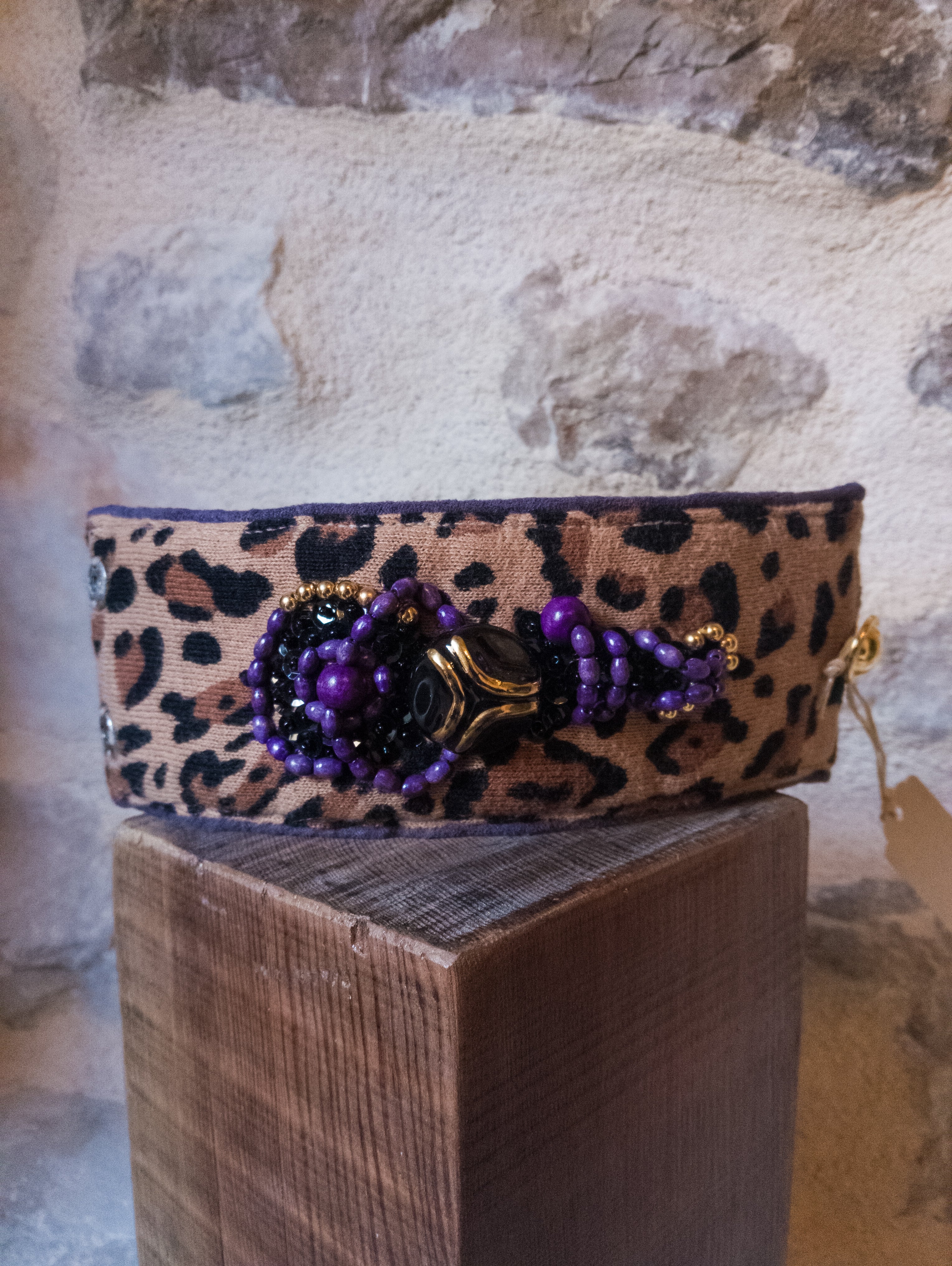 Bracelet manchette ''Purple rain Panthère''
