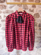 Chemisier ''preppy'' noir et rouge