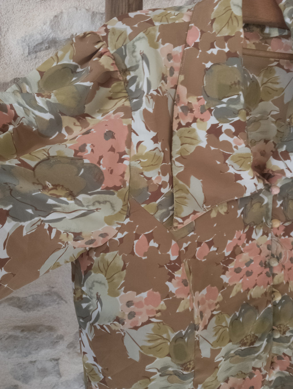 Chemisier vintage ''fleurs et perles''