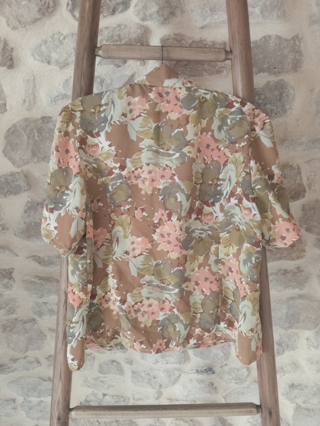 Chemisier vintage ''fleurs et perles''