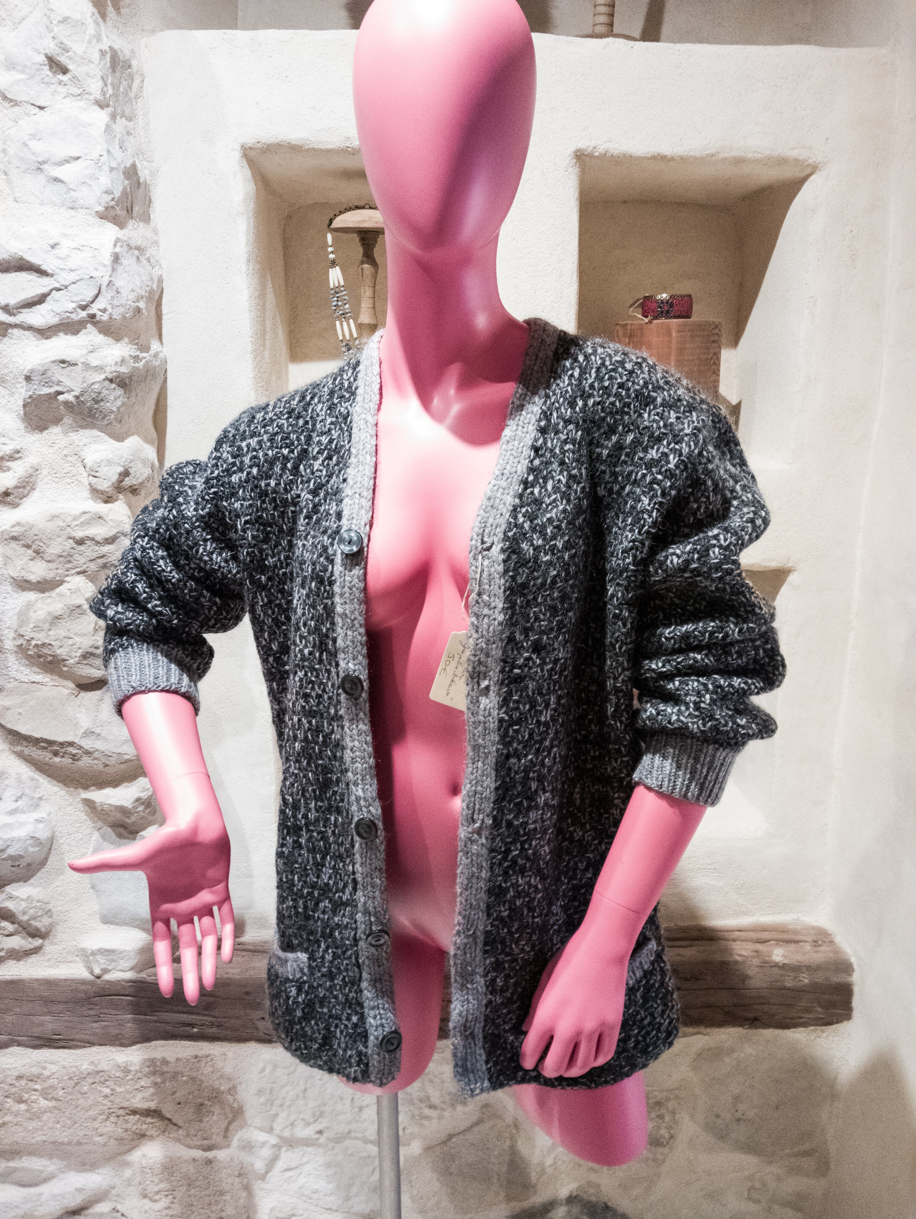 Gilet fait main gris perle et anthracite