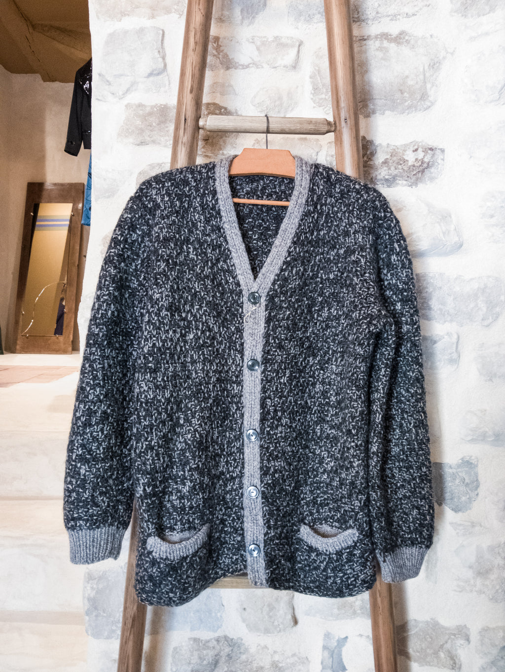 Gilet fait main gris perle et anthracite