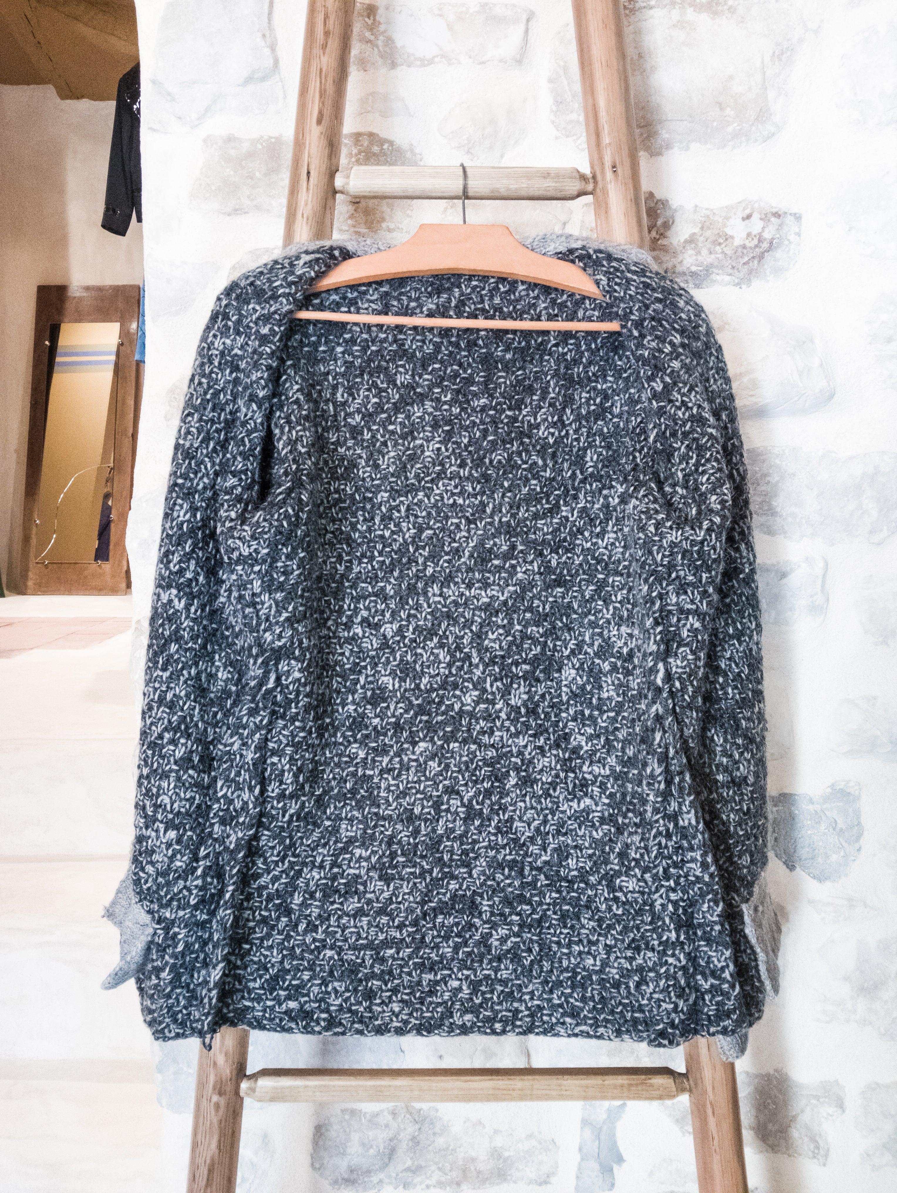 Gilet fait main gris perle et anthracite