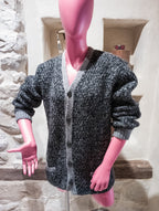 Gilet fait main gris perle et anthracite