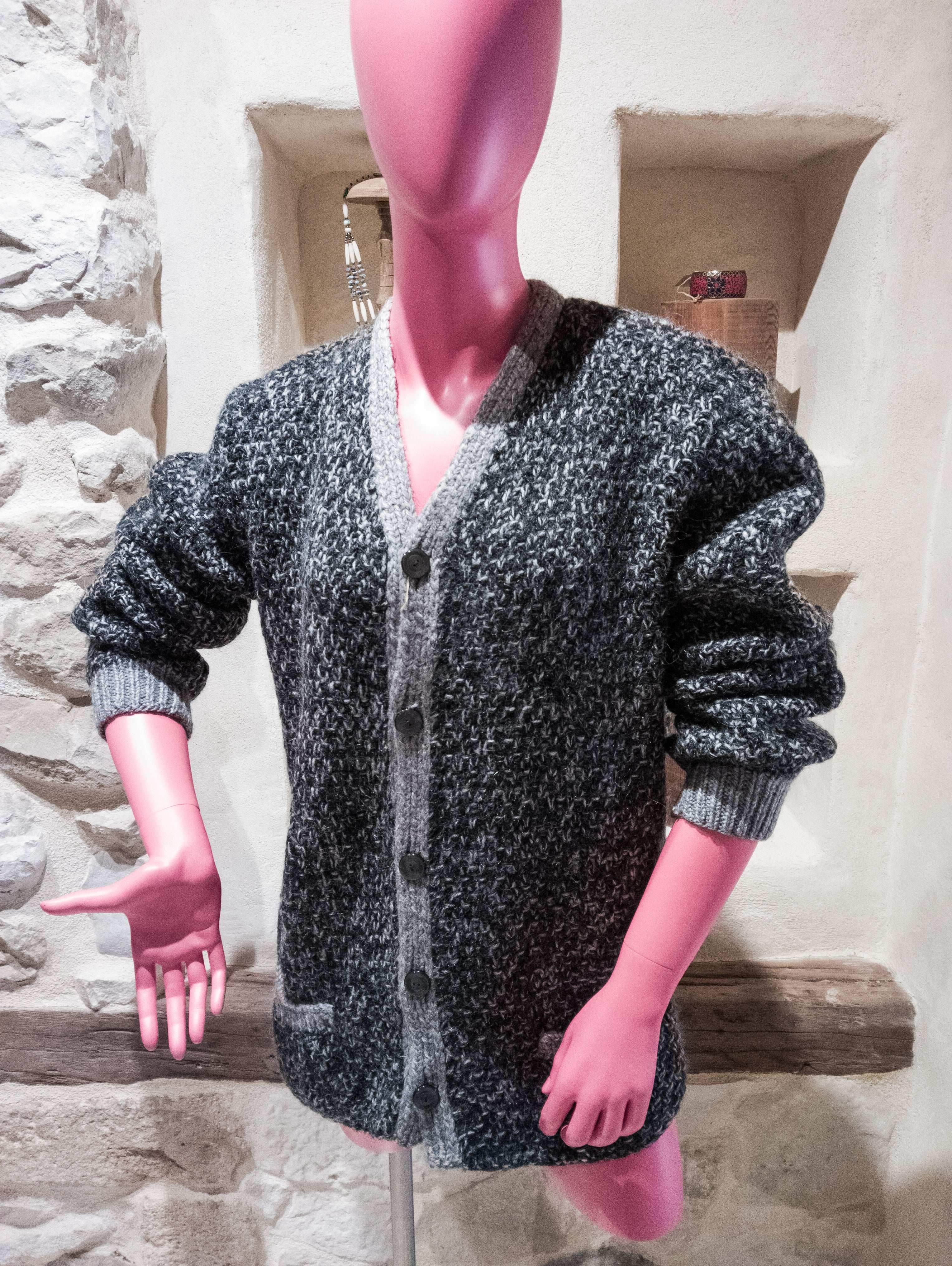 Gilet fait main gris perle et anthracite