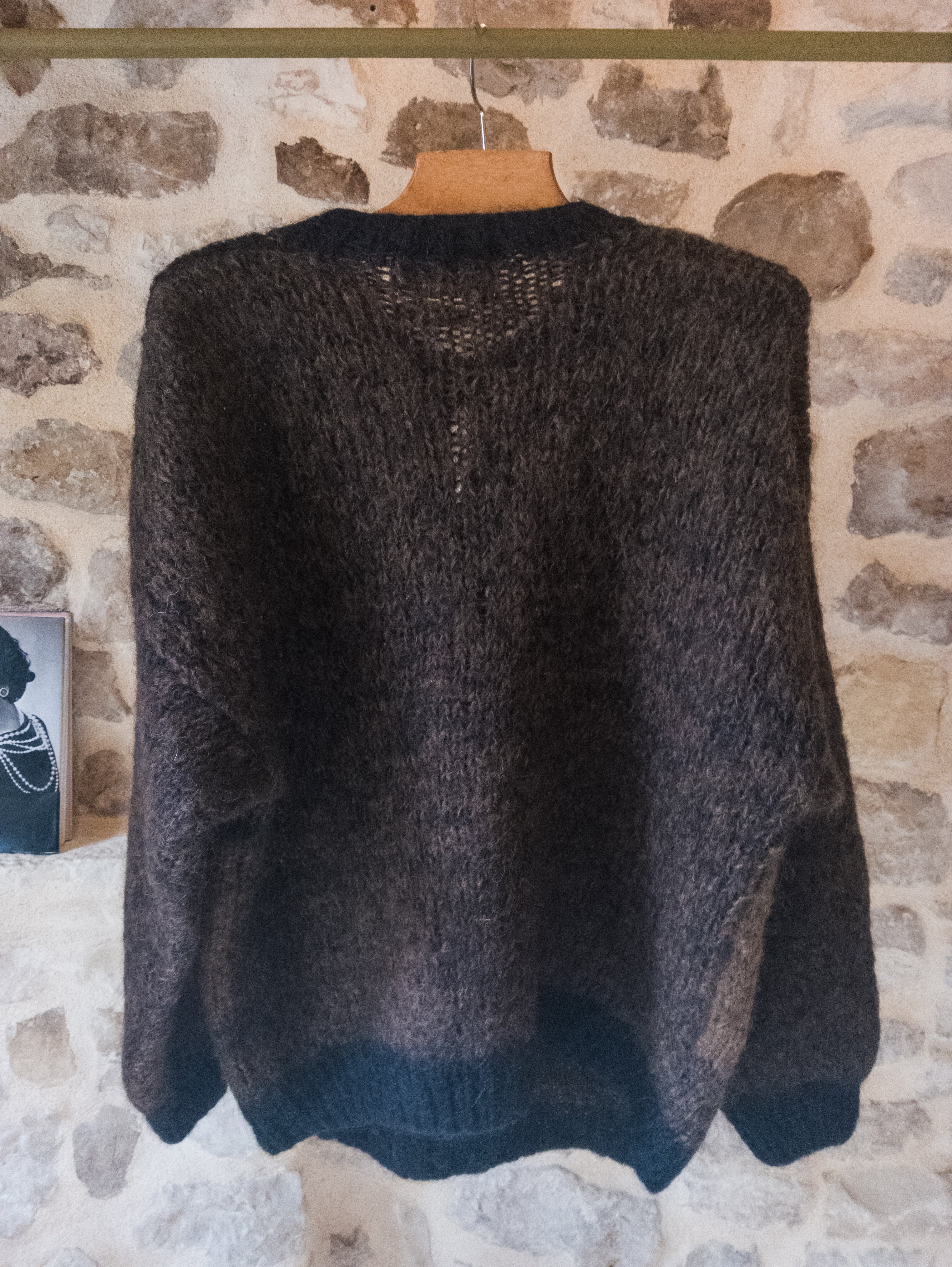 Gilet Vintage tricoté main ''Marron et noir Automne''