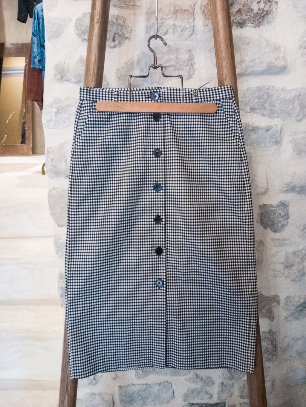 Jupe crayon boutonnée Vichy