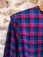 Robe vintage C&A ''carreaux, bleu et violine''
