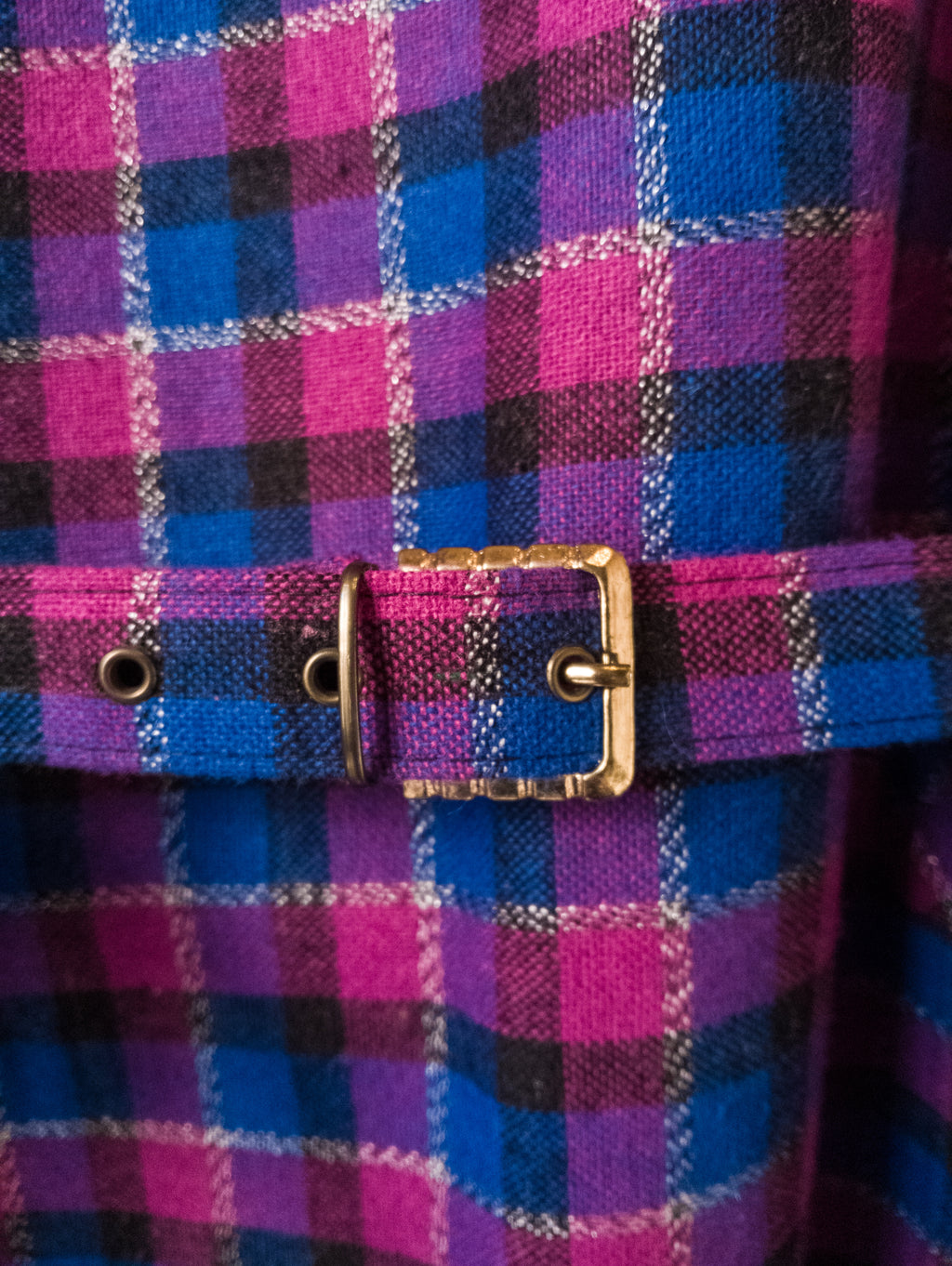 Robe vintage C&A ''carreaux, bleu et violine''