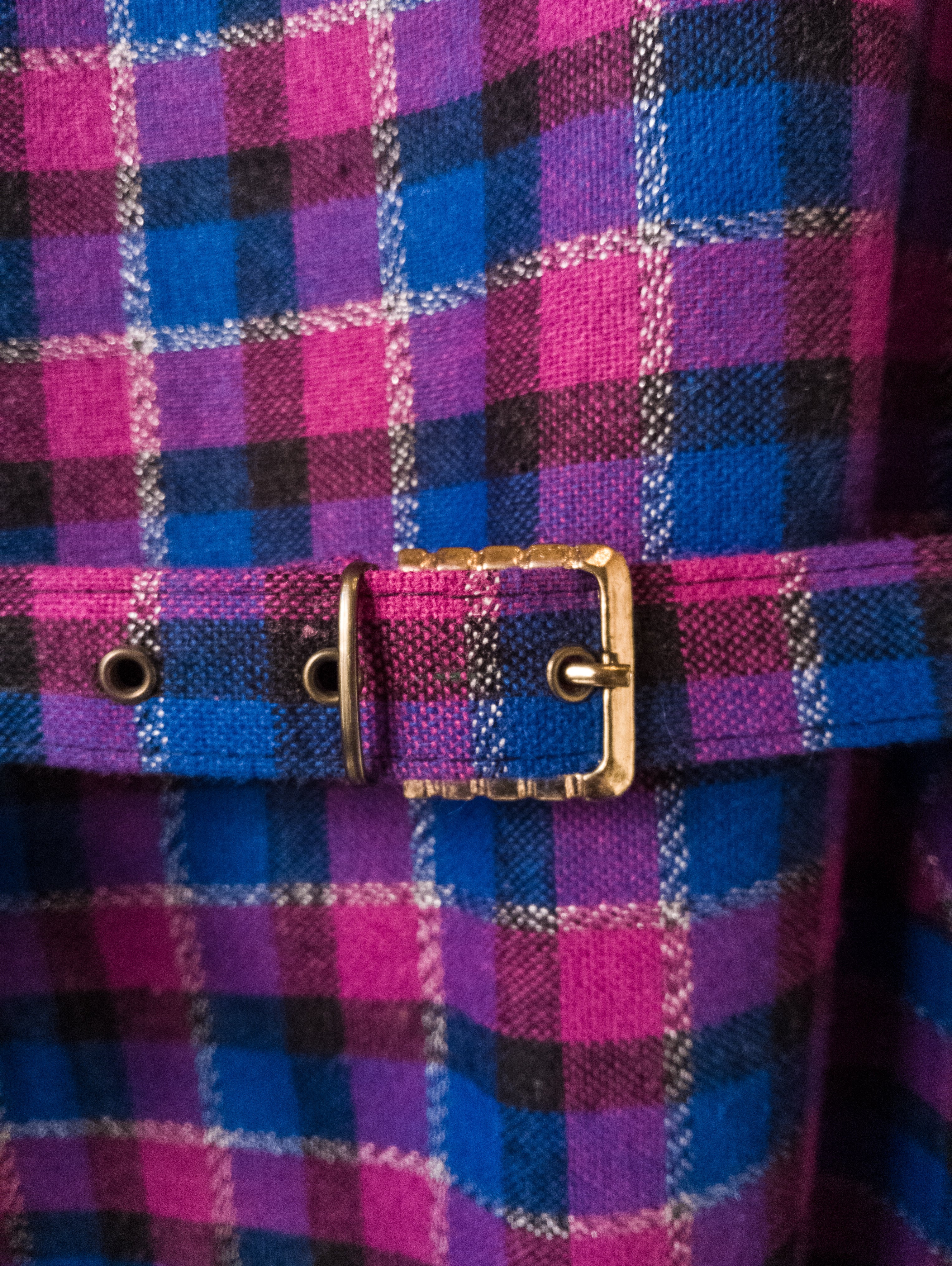 Robe vintage C&A ''carreaux, bleu et violine''