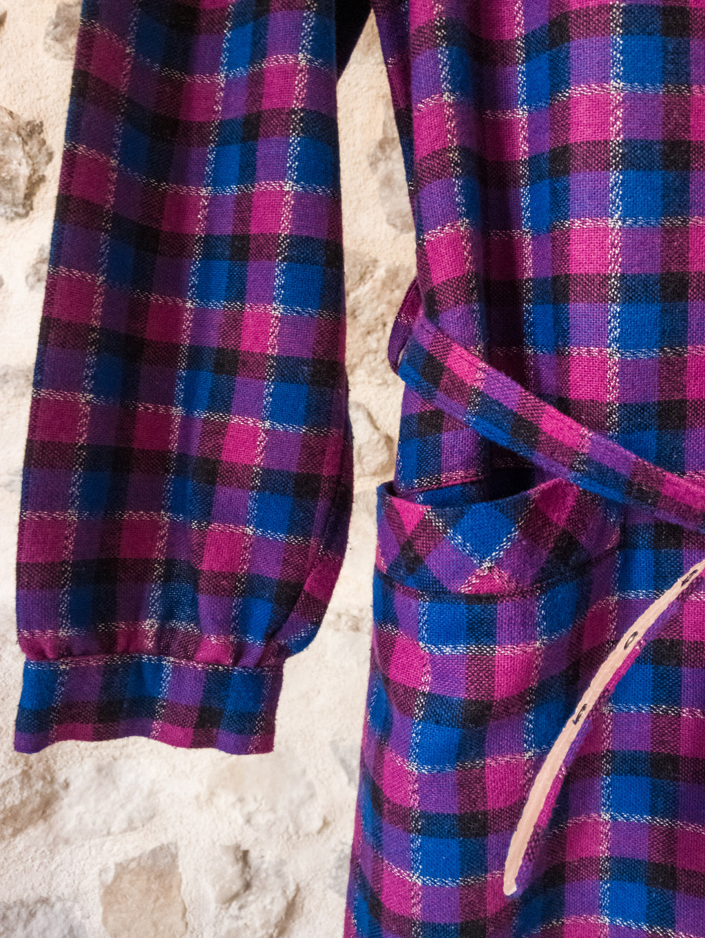 Robe vintage C&A ''carreaux, bleu et violine''