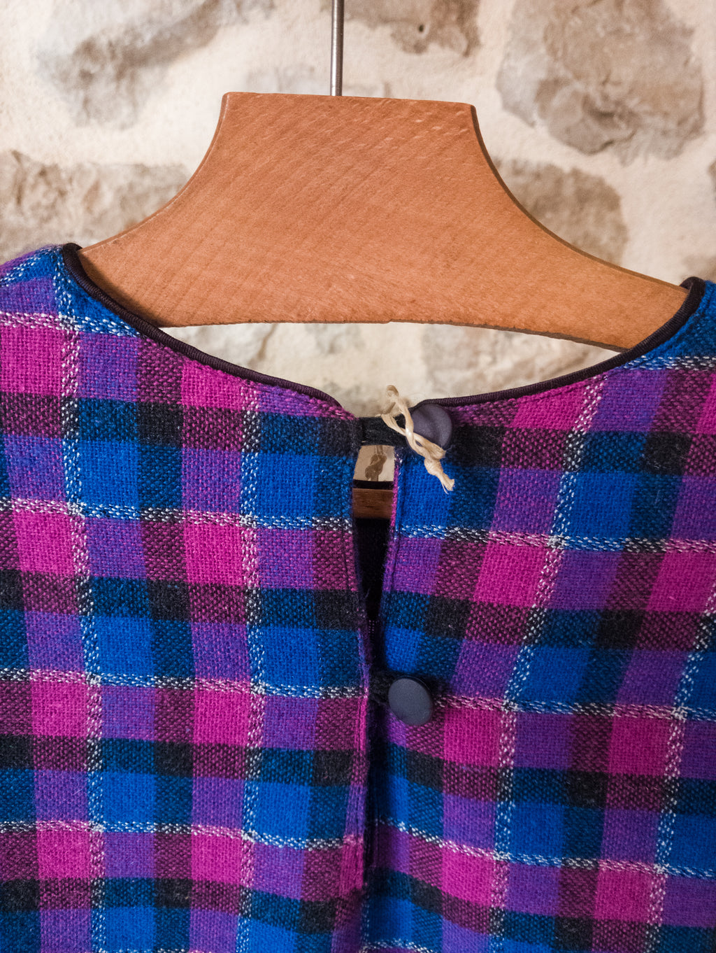 Robe vintage C&A ''carreaux, bleu et violine''