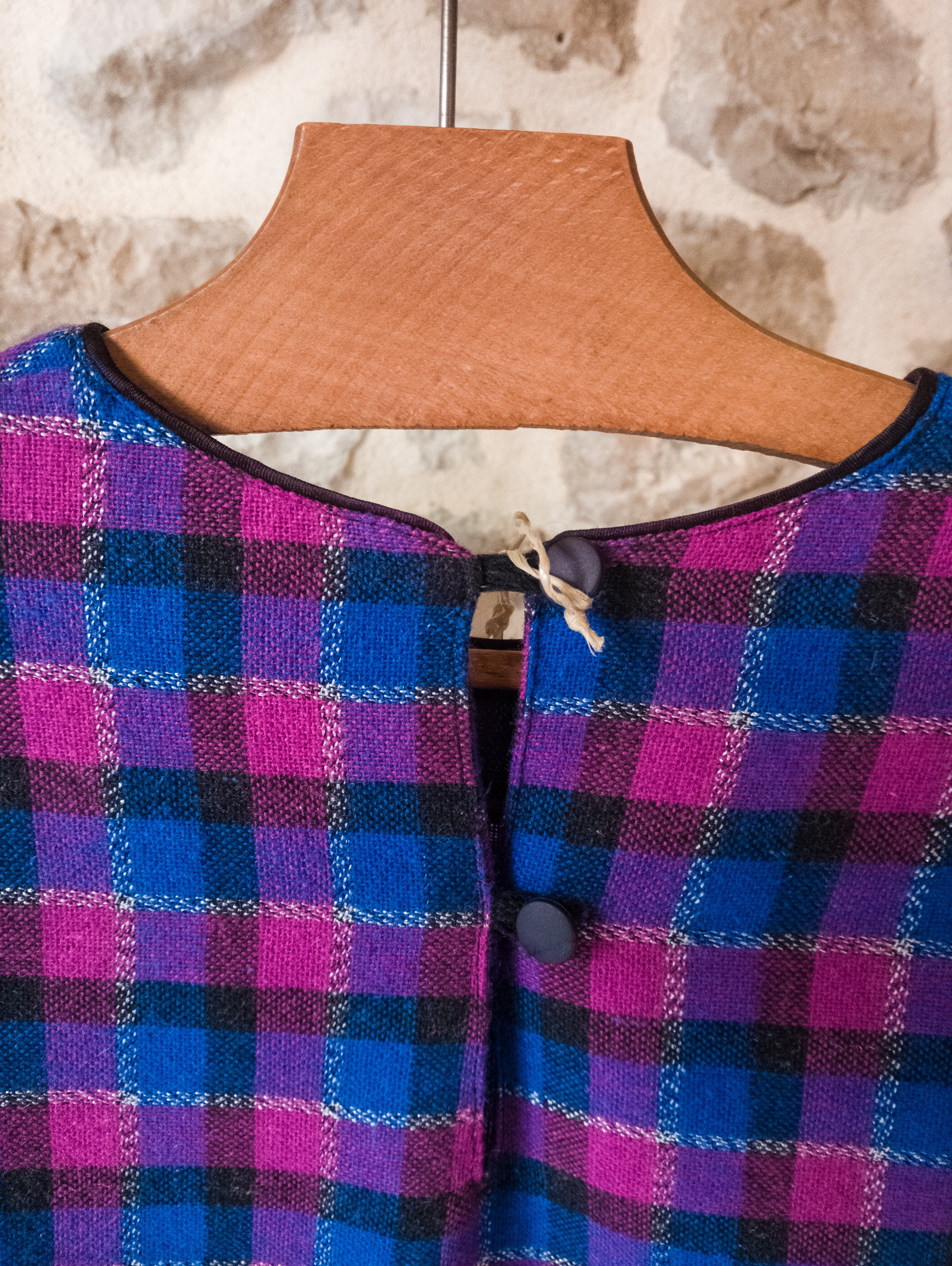 Robe vintage C&A ''carreaux, bleu et violine''