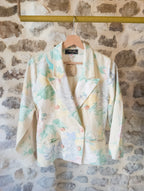Veste pastel Vintage ''Fleurs et Hirondelles''
