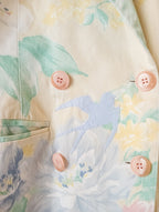 Veste pastel Vintage ''Fleurs et Hirondelles''