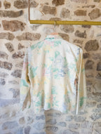 Veste pastel Vintage ''Fleurs et Hirondelles''