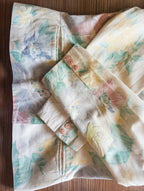 Veste pastel Vintage ''Fleurs et Hirondelles''